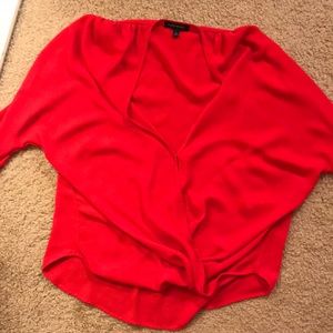 Banana Republic red wrap blouse